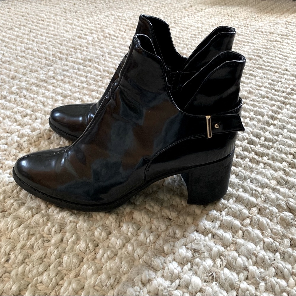 Block Heel Faux Leather Bootie